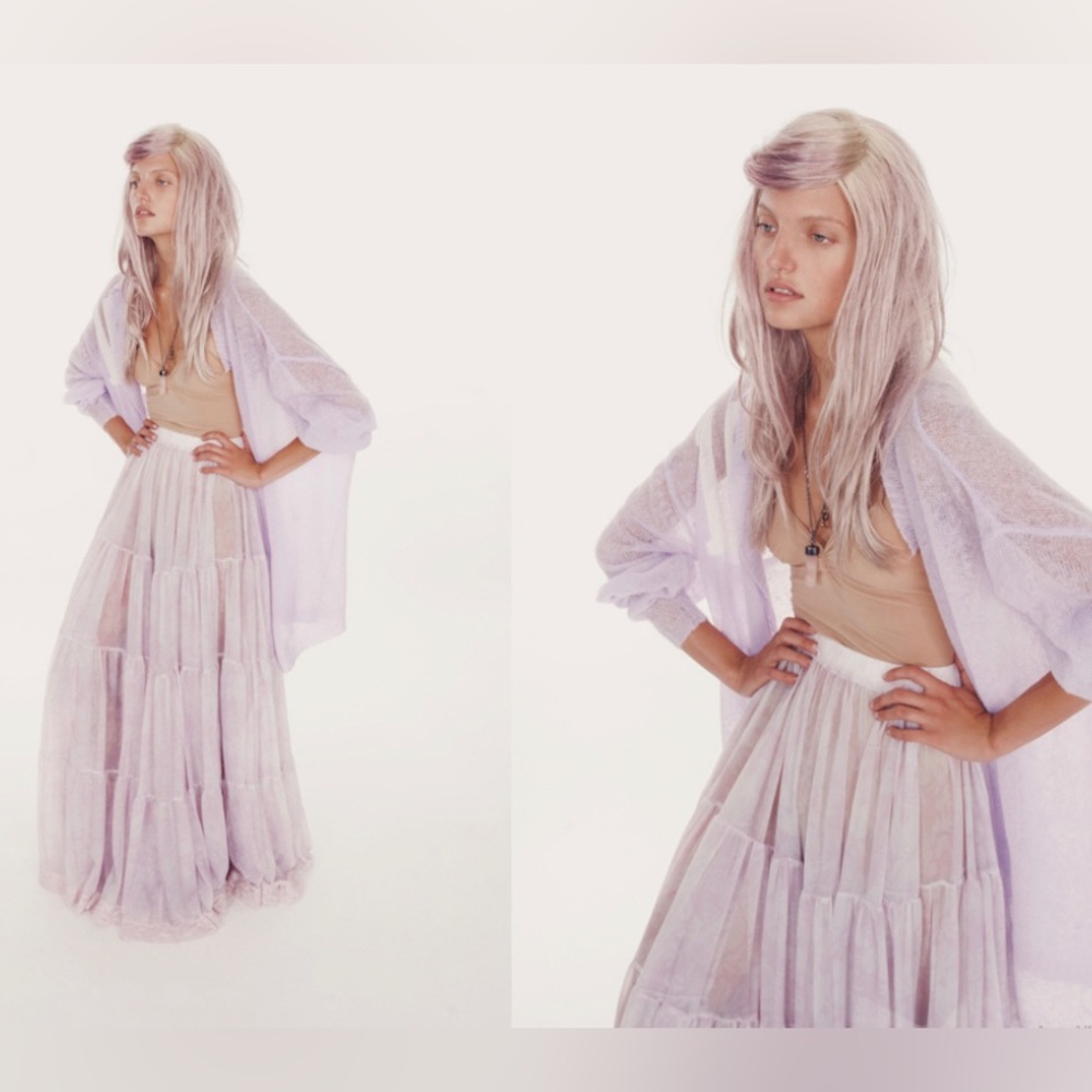 Wildfox White Label Tiered Sheer Maxi Skirt
